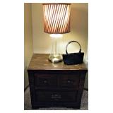Dark Solid Wood Bedroom Side Table 