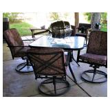 Outdoor Table with 4 Rocker Swivel Chairs 