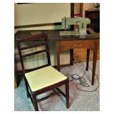Vintage Built in Sewing Machine Table with Chair