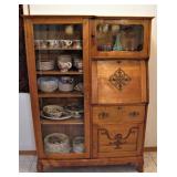 Antique Wood Cabinet Secretary Desk 