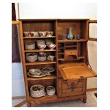 Antique Wood Cabinet Secretary Desk 