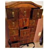 Apothecary Bank of Drawers Wood Cabinet 