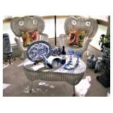 Antique White Wicker Set - Extremely Nice 