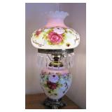Antique Hurricane Lamps with Crystals 