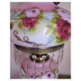 Antique Hurricane Lamps with Crystals 