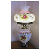 Antique Hurricane Lamps with Crystals 