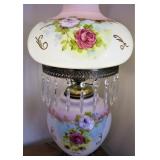 Antique Hurricane Lamps with Crystals 