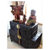 Oriental Wood Statues and Trunks 