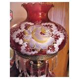 Antique Hand Painted Hurricane Parlor Lamp 