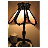 Ornate Cast Iron Glass Panel Lamp 