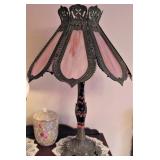 Ornate Cast Iron Glass Panel Lamp 