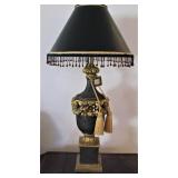 Black and Gold Lamp with 3D Flower Design 