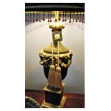 Black and Gold Lamp with 3D Flower Design 