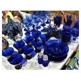 Cobalt Blue Depression Glass Moderntone Design 