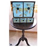 Vintage Sugar, Coffee, and Spice Canister Cabinet 