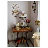 Antique Wood Pedestal Table - Oriental Umbrellas 