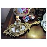 Vintage Perfume Bottle and Mirror with other Vintage Items 