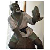 Vintage Oriental Chinese Mudman Pottery Lamp - Rare 