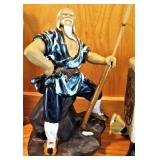 Vintage Oriental Chinese Mudman Pottery Fisherman 