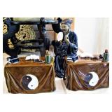 Very Rare Oriental Chinese Mudman Pottery Figurine Ying and Yang 