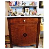 Antique Art Deco Tiger Oak Cabinet with Marble Top 