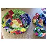 Fitz and Floyd Rooster Plate and Spoon Rest for Hanging 