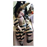 Antique French Clown Cloth Doll 
