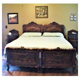 Gorgeous Ornate Wood Antique Split King 