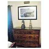 Ornate Wood Antique Marble top Dresser 