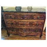 Ornate Wood Antique Marble top Dresser 