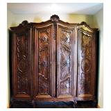 Gorgeous Ornate Wood Antique Wardrobe 