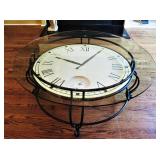 Large Clock Glass Top Table 