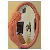 Vintage Oval Pink Mirror with Lady Profile 