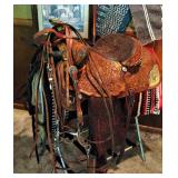 Nice Western Saddle 17" Seat  / Stand - Blanket and Bridles 