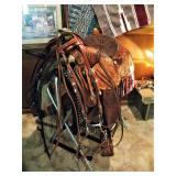 Nice Western Saddle 17" Seat  / Stand - Blanket and Bridles 