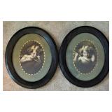 Antique Photographs Cupid Child With Bow & Arrow M.B.Parkinson Oval Wood Frame 