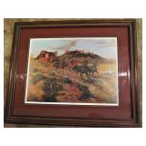 Robert E Kirby Western Artist 227 out of 500 painted of Stagecoach At Crow Butte