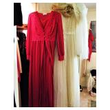 Vintage Robe and Gown set - Vintage Wedding Dress with Hat 