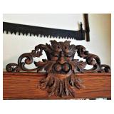 Antique Carved Lion and Claw Feet Mirror Buffet and Curio 