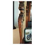 Antique Carved Lion and Claw Feet Mirror Buffet and Curio 