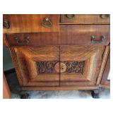 Antique Carved Lion and Claw Feet Mirror Buffet and Curio 