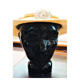 Vintage Black Art Glass Mannequin Head Form 