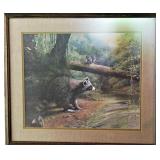 Vintage Ralph R.J. McDonald Raccoons1977 Signed By Artist 1875 OF 2000 Framed
