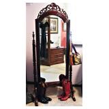 Ornate Carved Wood Dressing Mirror 