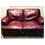 Wine Color Leather Sofa 