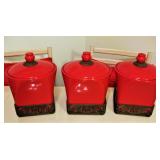 Red Ceramic Metal Canister Set 
