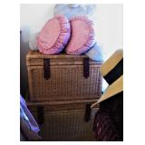 Wicker Trunk Set with Leather Straps 