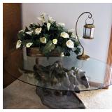 Sculpted Horses Glass Top Table 