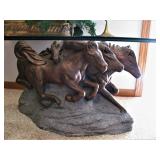 Sculpted Horses Glass Top Table 