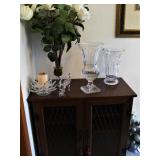 Small Wood Buffet Cabinet with Glass Doors 